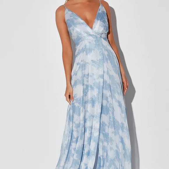 Maniju Dresses & Skirts - Being With You Light Blue Tie-Dye Maxi Dress